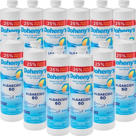 Doheny’s Algaecide 60 Pool Algae Preventative, Metal-Free Non-Foaming Formula, Prevents All Algae Types, Safe for Salt, Chlorine and Bromine Pools, Treats up to 160,000 Gallons, 12 Pack, 40 oz Bottle