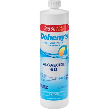 Doheny’s Algaecide 60 Pool Algae Preventative, Metal-Free Non-Foaming Formula, Prevents All Algae Types, Safe for Salt, Chlorine and Bromine Pools, Treats up to 160,000 Gallons, 40 oz Bottle
