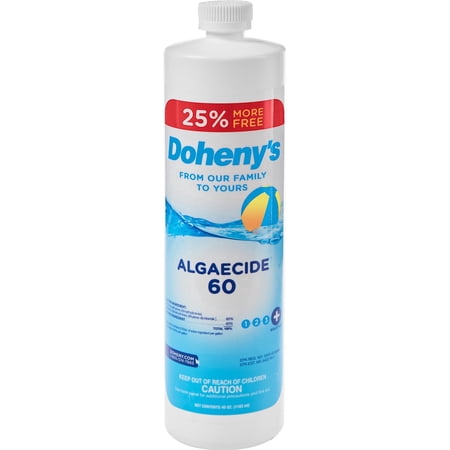 Doheny's Algaecide 60 Liquid Pool Algaecide, Pro-Grade, Metal-Free, Non-Foaming, No Stains or Clouding, Prevents All Algae, 40 oz