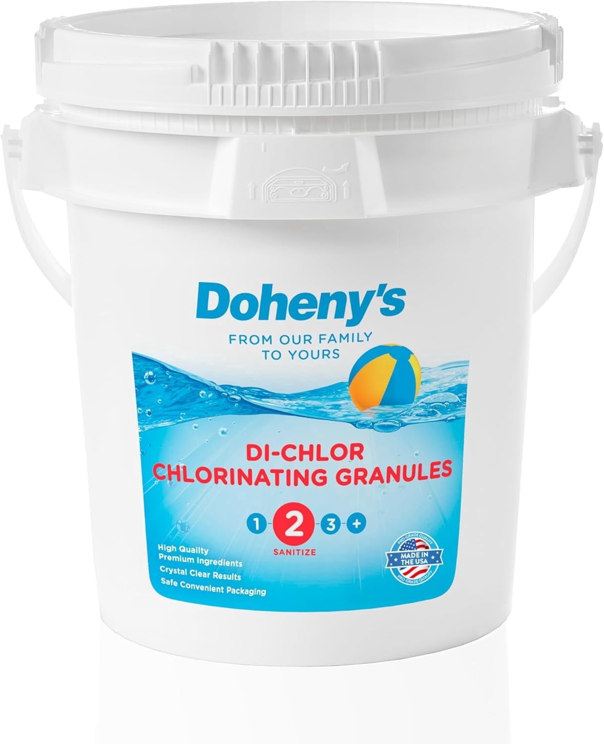 Doheny’s Di-Chlor Granular Chlorine, 10 lb Bucket, 56% Stabilized Chlorine, 99.5% Sodium Dichlor, Fast-Dissolving 3-in-1 Pool Sanitizer, Shock and Algaecide, Calcium-Free Formula