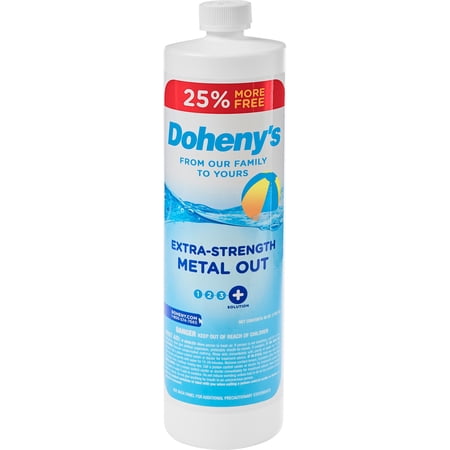Doheny's Extra-Strength Metal Out Pool Treatment | Professional-Grade. Highly Concentrated Formula | Reduces Staining. Scaling & Discoloration | Dosage View Stripe | 40 Oz. Bottle