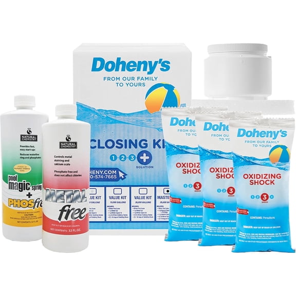 Doheny's Master Pool Closing Kit, Winterizing Chemicals for Swimming Pools, Includes Ultimate Kit, Natural Chemistry, Stain and Scale Preventer, Oxidizing Tablets, Shock, Treats up to 35,000 Gallons