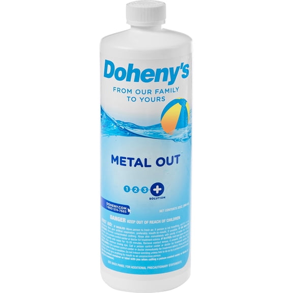 Doheny's Metal Out for Swimming Pools & Spas, Liquid Pro-Grade Stain Remover, Keeps Metals from Staining, Scaling & Discoloration, 1 qt
