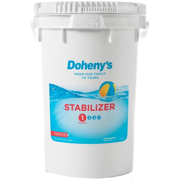 Doheny's Swimming Pool Stabilizer | Increases Your Chlorine's Effectiveness and Prevents UV Dissipation | Fast-Dissolving | Pro-Grade | 100% Cyanuric Acid -50lb Bucket