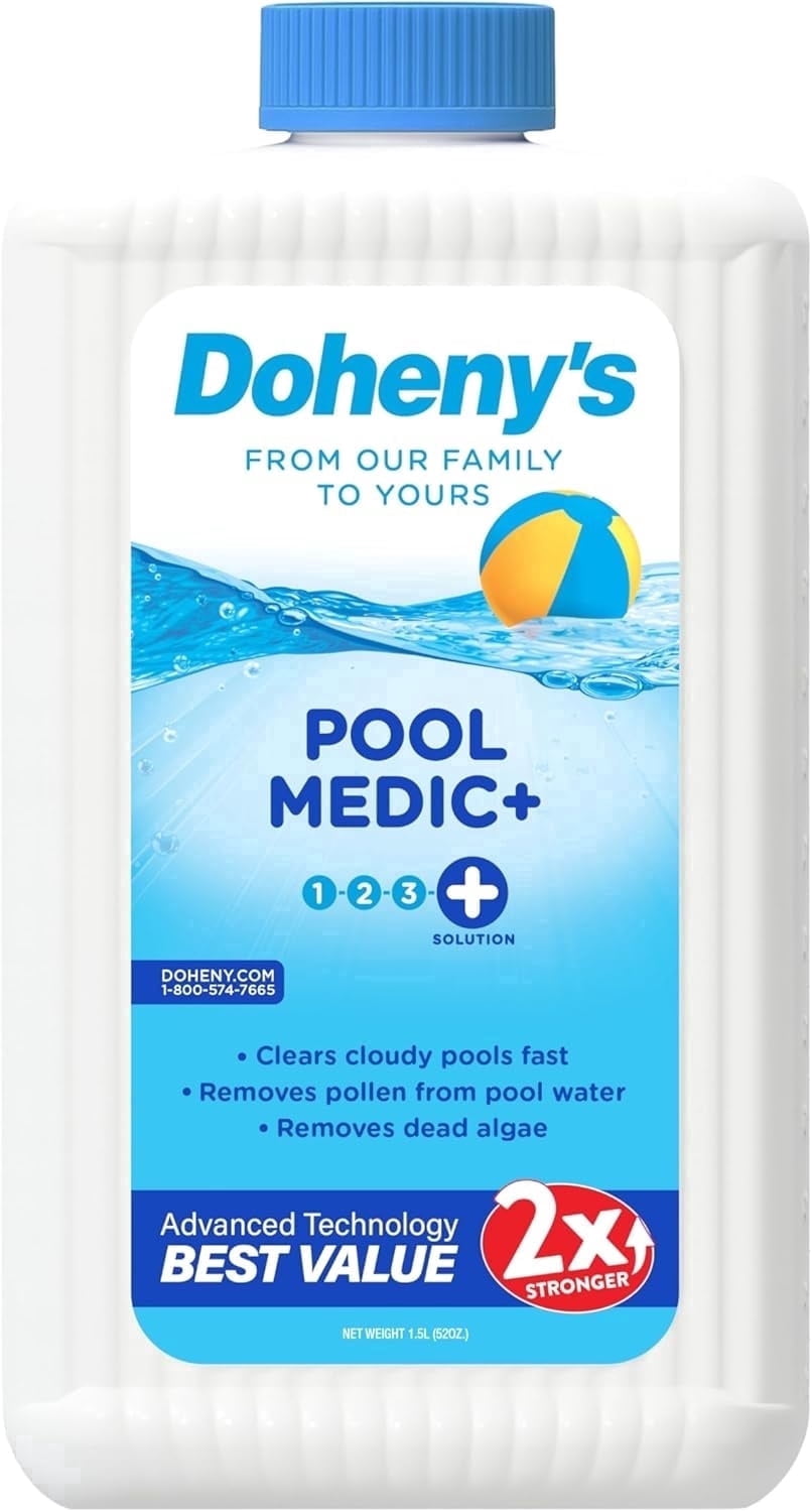 Doheny's Pro-Grade Plus Pool Medic Plus | Fast Acting Water Clarifier | Quickly Remove Contaminants to Clear Cloudy Pools Fast | Safe, Simple & Effective