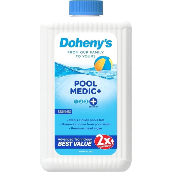 Doheny's Pro-Grade Plus Pool Medic Plus | Fast Acting Water Clarifier | Quickly Remove Contaminants to Clear Cloudy Pools Fast | Safe, Simple & Effective