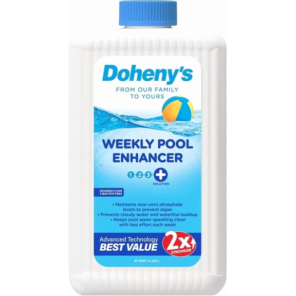 Doheny's Pro-Grade Plus Weekly Pool Enhancer | 3-In-1 Pool Solution Removes Organic Waste, Clarifies Water & Protects Your Sanitizer | Safe, Simple & Effective Solutions for All Swimming Pools, 1.5L