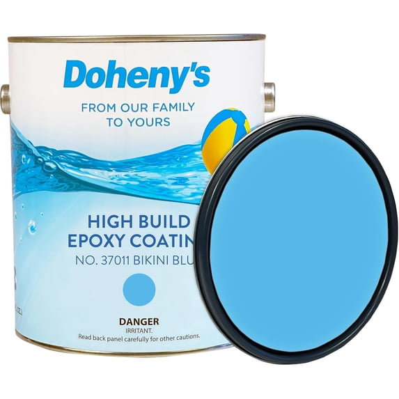 Doheny's Pro-Grade High Build Epoxy Pool Paint, Self-Priming, Chemical & Stain Resistant, VOC Compliant, Bikini Blue