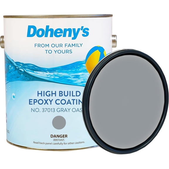 Doheny's Pro-Grade High Build Epoxy Pool Paint, Self-Priming, Chemical & Stain Resistant, VOC Compliant, Gray Oasis