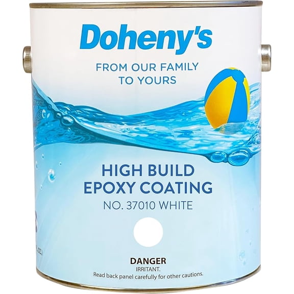 Doheny's Pro-Grade High Build Epoxy Pool Paint, Self-Priming, Chemical & Stain Resistant, VOC Compliant, White