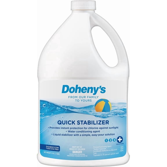Doheny's Quick Stabilizer | Liquid Stabilizer for Swimming Pools | Instant Protection for Chlorine Against UV Sunlight | Raise CYA | Water Conditioning Agent | Sodium Cyanurate | 1 Gallon