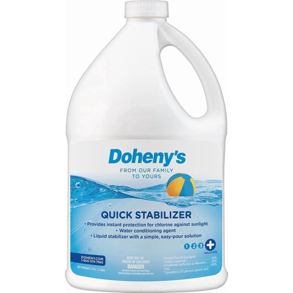 Doheny's Quick Stabilizer | Liquid Stabilizer for Swimming Pools | Instant Protection for Chlorine Against UV Sunlight | Raise CYA | Water Conditioning Agent | Sodium Cyanurate | 1 Gallon