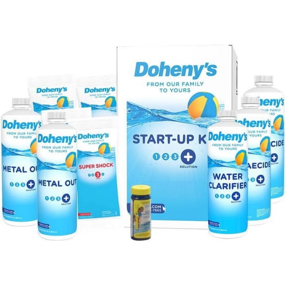 Doheny’s Ultimate Pool Opening Start-Up Kit for 30,000 Gallons | With Natural Chemistry & Spring Control | Includes Metal Out, Clarifier & Super Shock | Pool Chemicals