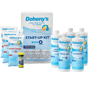 Doheny's Ultimate Pool Opening Start-Up Kit | Made in USA | Includes Metal Out, Algae Control, Clarifier & Super Shock | Prevents Stains, Rust & Scale | Free 10-Pack Test Strips | Pro-Grade Chemicals