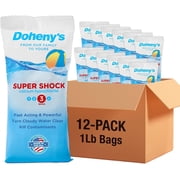 Dohenys Super Pool Shock, Pro-Grade 68% Cal-Hypo Granular Chlorine, Quick-Dissolving, Kills Algae & Bacteria, 12 x 1 lb Bags