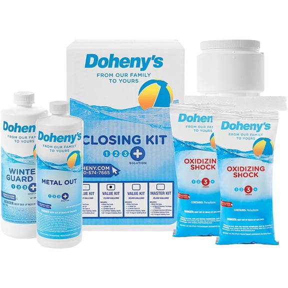 Doheny’s Ultimate Pool Closing Kit, Winterizing Chemicals for Above Ground Pools, Inground Pools, Includes Pool Shock, Winter Pill, Algaecide, Stain Preventer, Treats up to 15,000 Gallons