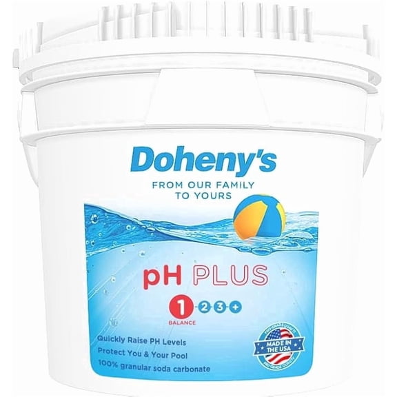 Doheny's pH Plus | Raise Your Swimming Pool pH Level | Pro-Grade Granular Soda Ash (Sodium Carbonate) | Proper pH Levels Protect Equipment & Prevent Eye and Skin Irritation | 25 LB Bucket
