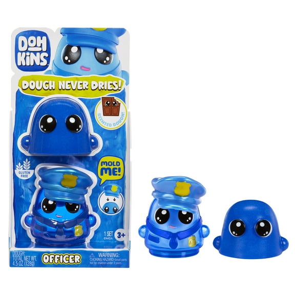 DohKins Police Officer Single Pack Character - Scented Dough that Never Dries, Ages 3+