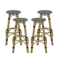 thumbnail image 1 of Dohney Outdoor French Aluminum 29.5 Inch Barstools, Set of 4, Black, White, and Bamboo Finish, 1 of 8
