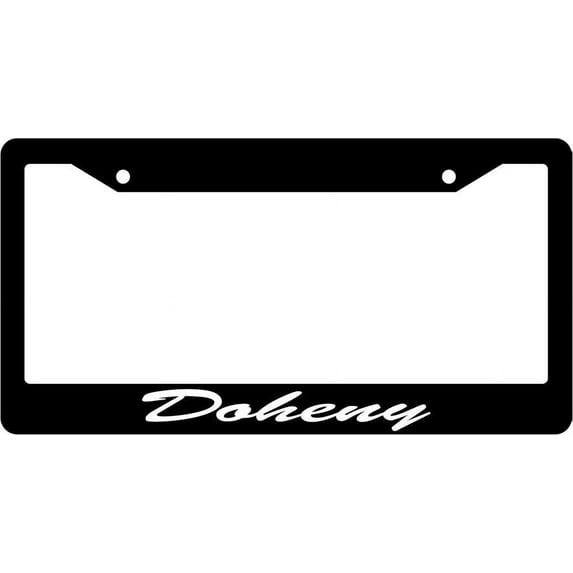 Dohney Script Black Plastic License Plate Frame EBS