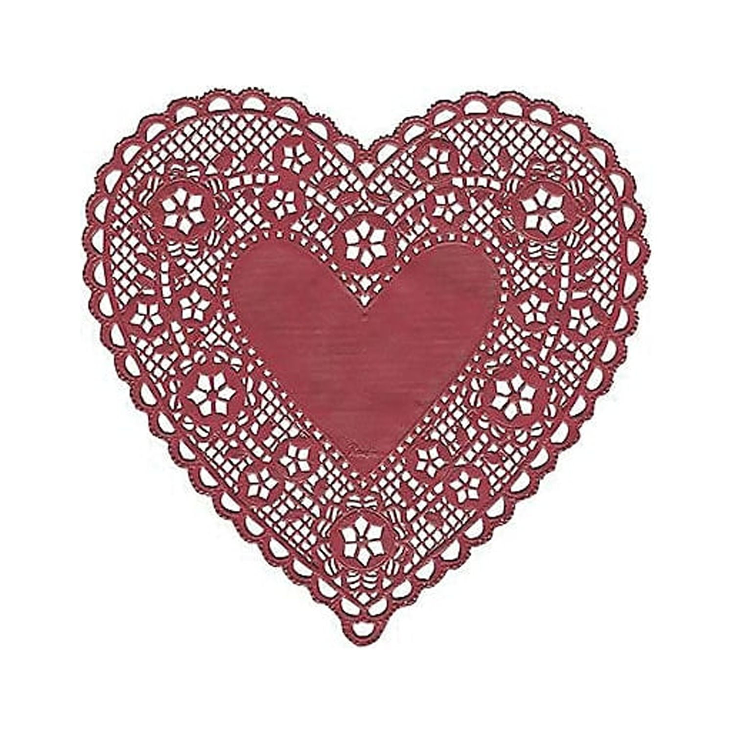 Hygloss Products Heart Paper Doilies 6 Inch Red Lace Doily for Decorations, crafts, Parties