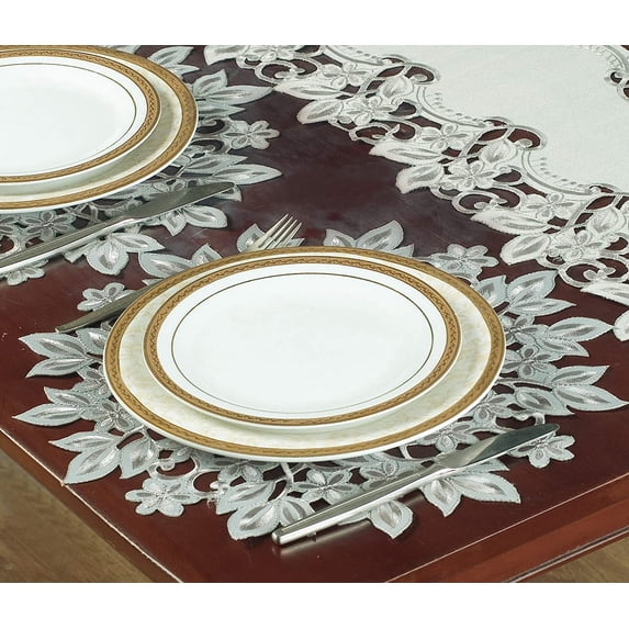 Doilies Set of 4 for Dining Table, Dark Gray Table Linen, Table Placemats, 15 inches Round - The Alvina Collection - Home Decor