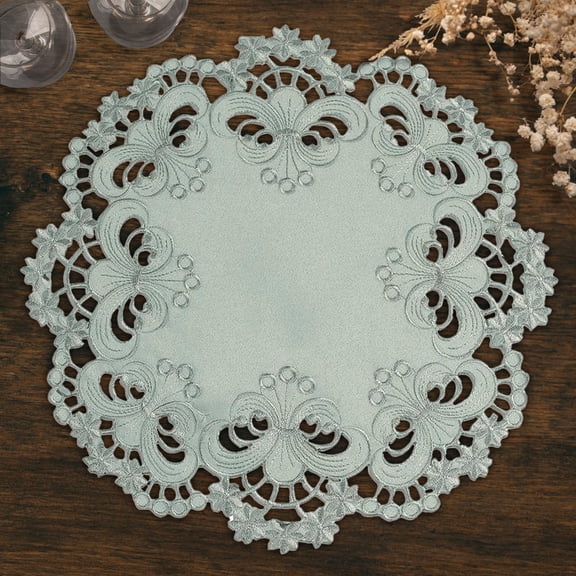 Doilies Set of 4 for Dining Table, Gray Table Linen, Table Placemats, 15 inches Round - The Creola Collection - Home Decor