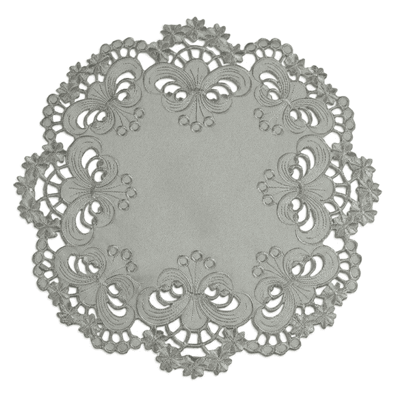 Doilies Set of 4 for Dining Table, Gray Table Linen, Table Placemats, 15 inches Round - The Creola Collection - Home Decor