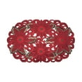 thumbnail image 1 of Doily Boutique Christmas Placemat or Doily with Red Cutwork Poinsettia, Size 17 x 11 inches, 1 of 4
