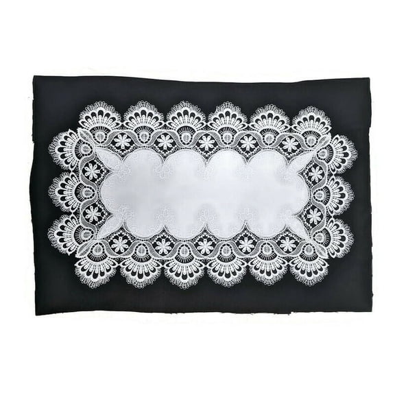 Fabric Table Placemat Antique White European Lace and Material, Size 27 x 15 inches