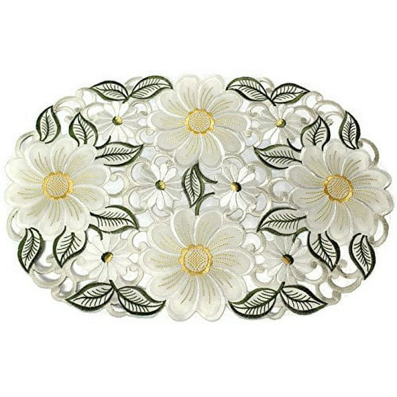 Doily Boutique Placemat or Doily with Large Yellow Daisy, Size 27 x 13 inches