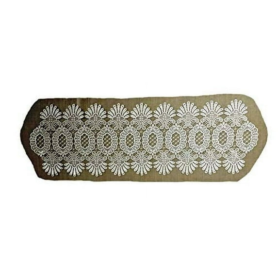 Doily Boutique Table Runner Narrow in Ivory Victorian Lace Size 48 x 10 inches Handmade