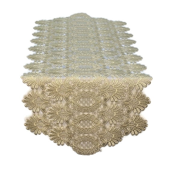 Table Runner in Ivory Victorian Lace Size 36 x 16 inches Handmade