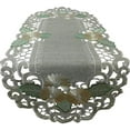 thumbnail image 1 of Doily Boutique Table Runner with Gold Daisy Flowers on Sage Green Burlap Linen Type Fabric, Size 35 x 15 inches, 1 of 6