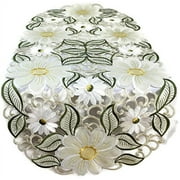 Doily Boutique Table Runner with Large Yellow Daisies, Size 70 x 15 inches