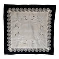 thumbnail image 1 of Doily Boutique Tablecloth or Table Topper Square Embroidered with Gray, Silver, and White Roses on Fabric with Lace Size 37 inches, 1 of 3