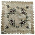 thumbnail image 1 of Doily Boutique Tablecloth or Table Topper Square with a Red Burgundy Rose on Ivory Fabric, Size 34 inches, 1 of 5