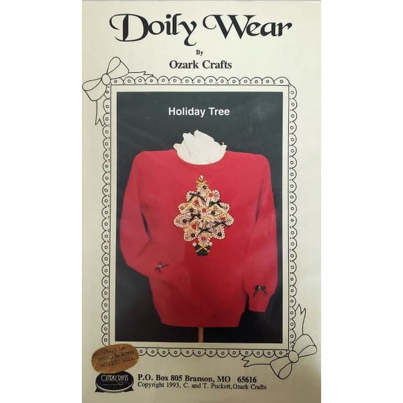 Doily Wear by Ozark Crafts Christmas Tree Applique Sewing Pattern #814