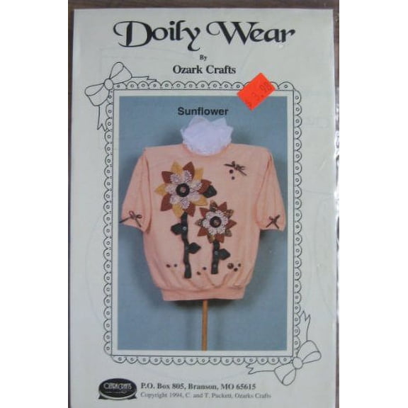 Doily Wear by Ozark Crafts Sunflower Applique Sewing Pattern #819