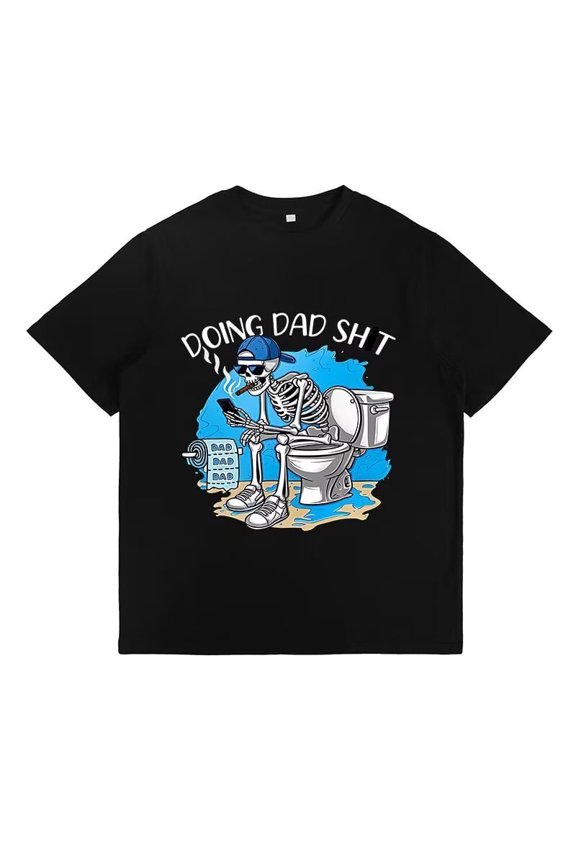 Doing Dad Pattern T Shirt for Men Fashion Short Sleeve Graphic Cotton Tops for Women Black,4XL