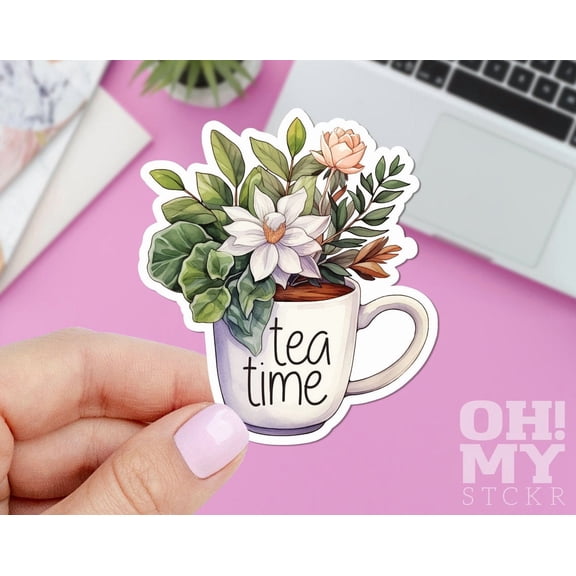 Tea Time Tea Floral Ipad Sticker