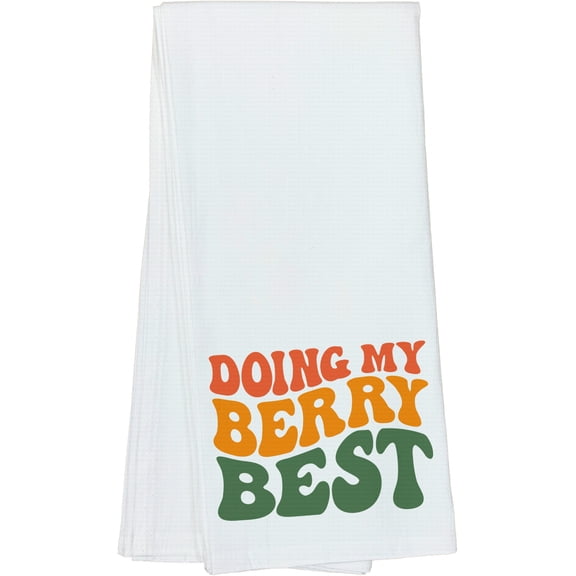 Doing My Berry Best, Pun Quote, Groovy Retro Wavy Text Merch Gift, Dish Towel, 16 x 25 IN