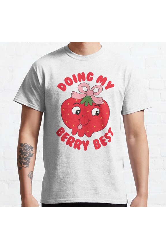 Doing My Berry Best, Smiling Strawberry Classic T-Shirt Vintage Birthday Gifts