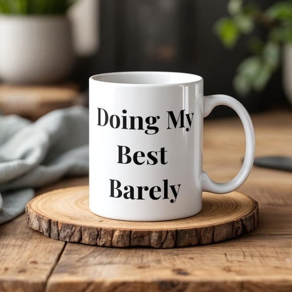 Doing My Best Barely Mug Funny tal Health Coffee Cup Relatable College or Work Gift Burnout Humor Mug Gift Her or Him.