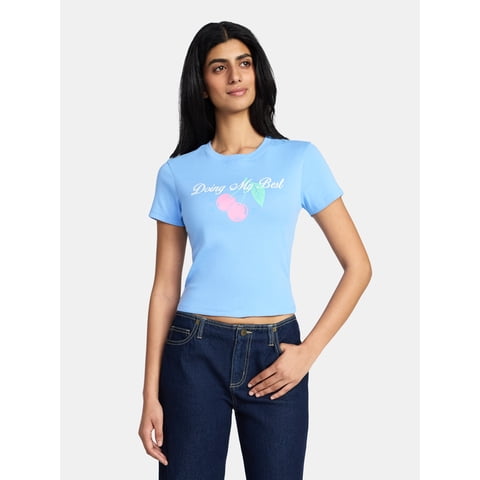Doing My Best Women's Graphic Cropped Baby Tee with Short Sleeves, Sizes XXS-XXL