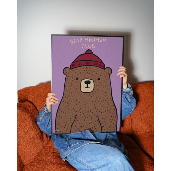 Doing The Bear Minimum Wall Art Print, Minimalist Playful Animal Quote And Home Decor