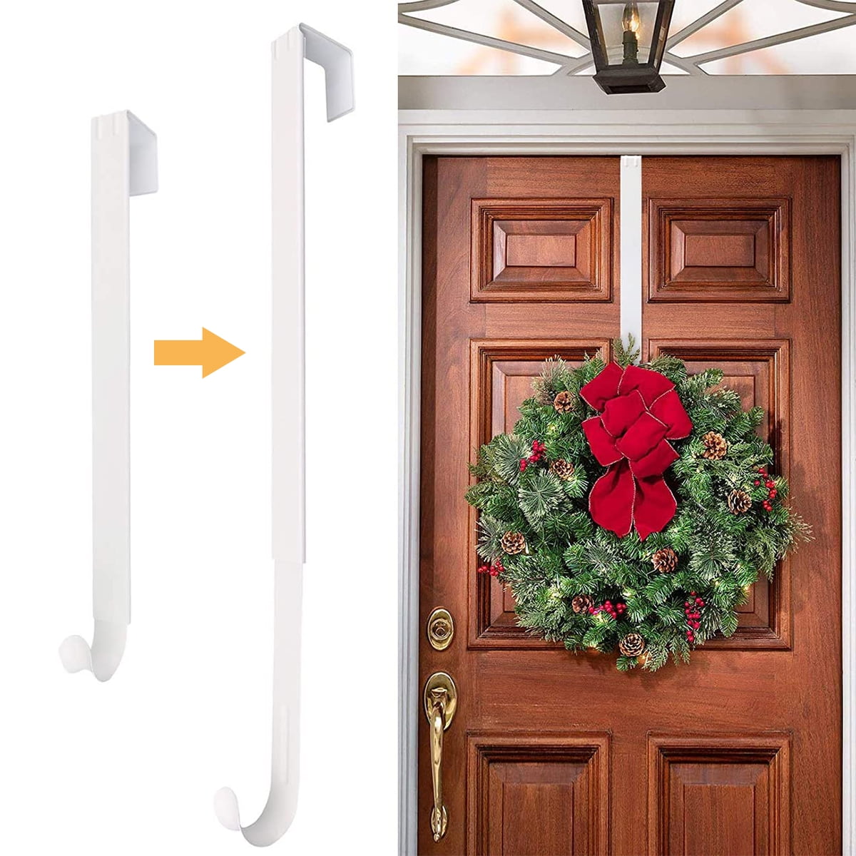 Doingart Adjustable Wreath Hanger Front Door Wreath Hanger Hook 15.3 to 25.5 Adjustable Metal Over The Door Hook for Christmas Halloween Thanksgiving Fall Wreath Party Decoration White Walmart