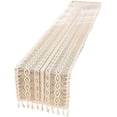 thumbnail image 1 of Coolmade Macrame Table Runner, Woven Cotton Crochet Lace Boho Table Runner with Tassels for Bohemian Wedding Bridal Shower Rustic Farmhouse Fall Christmas Home Decor, 9.5x80in, 1 of 8