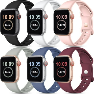 Doingart Soft Silicone,Compatible with Apple iWatch Series 7/6/5/4/3/2/1/SE Watch Bands,38mm-45mm, (6 Pack)