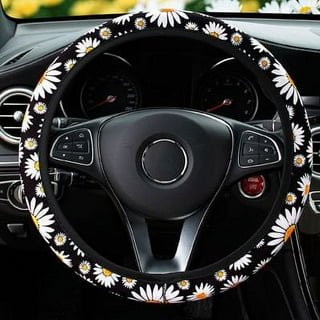 Rust Boho Floral Steering Wheel Cover With Grip Fabric Lining 